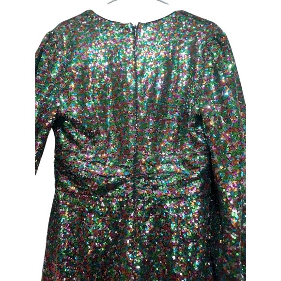 Gabrielle Union Rainbow Sequins Romper Dress Women Medium Ballon Sleeve New Year - Picture 9 of 16